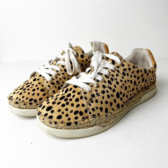 SZ 7 Dolce Vita Madox Leopard Calf Hair Espadrille Sneakers - Picture 2 of 6